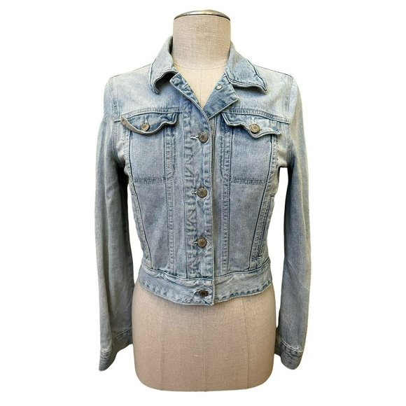 Women's Free People Long Sleeve Blue Denim Button-Down Jacket, Size XS